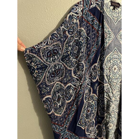 ARTESIA Womens M/L Patterned BOHO Kimono Open Front Bat Wing Sleeve Flowy EUC - Picture 3 of 6